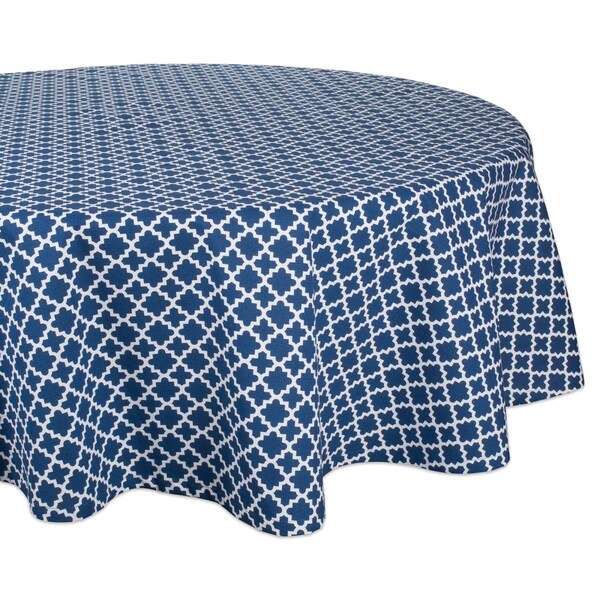 Fastfood 70 in. Round Nautical Blue Lattice Tablecloth - FA2567344