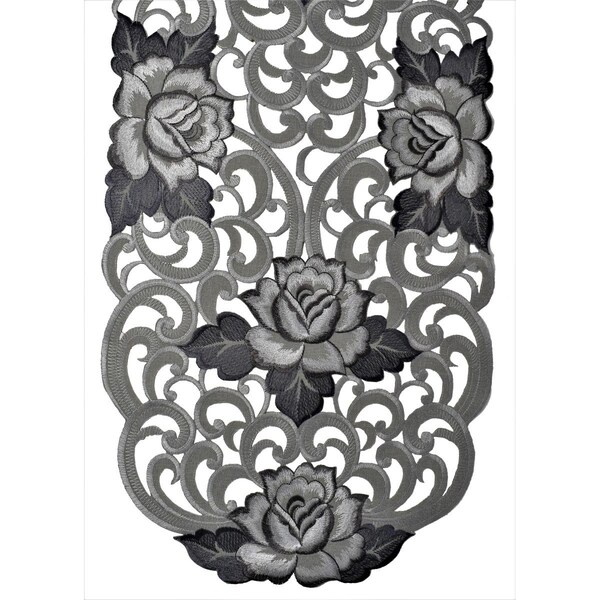 Sinobrite 15 x 54 in. Gunmetal Cutout Rose Table Runner - H9224-15X54