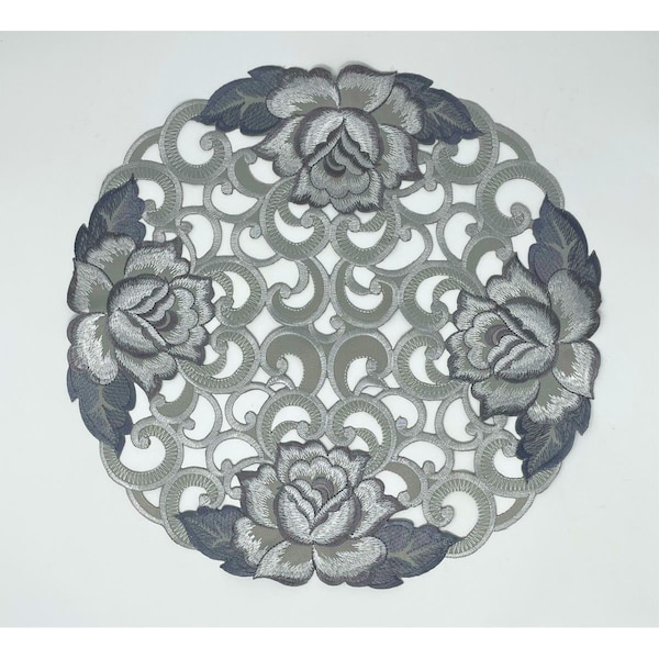 Sinobrite 8 in. Gunmetal Cutout Rose Doily - H9224-008