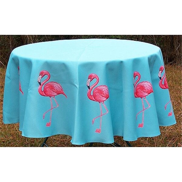 Betsy Drake Betsy Drake TR084G 68 in. Pink Flamingo Round Table Cloth - TR084G