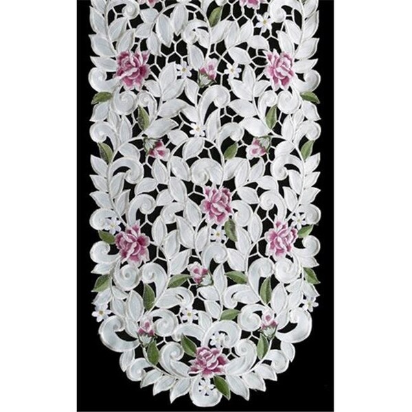 Sinobrite Sinobrite H7662-RS Purple Cottage Rose Runner; 12 x 65 in. - H7662/RS(12X65)