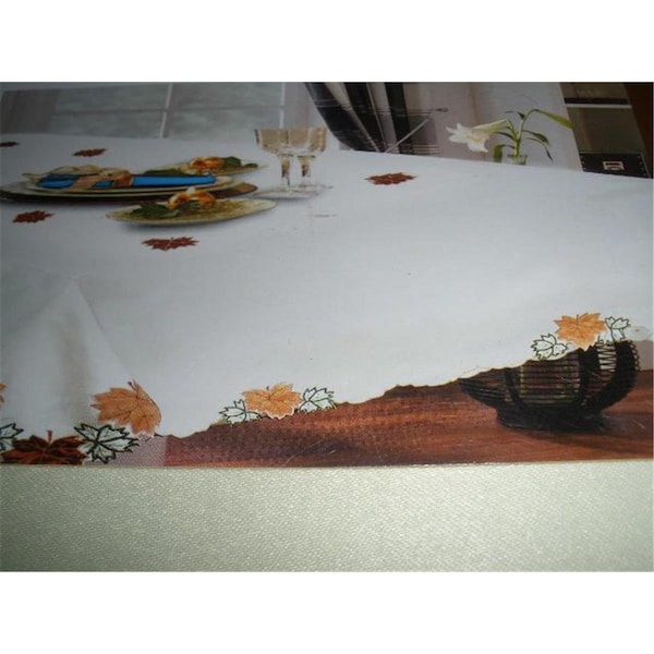 Fastfood ZC0800265-6084 60 x 84 in. Embroidered Harvest Leaves Cutwork Table Cloth - FA2570294