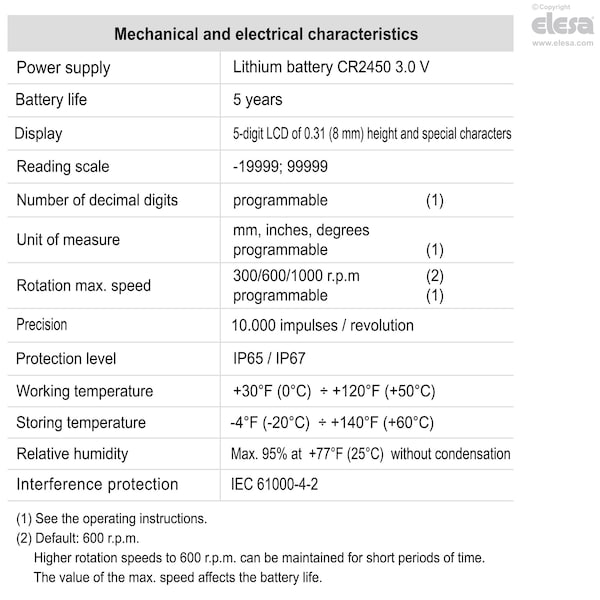 Indicadores de posición electrónicos Elesa, DD51-E-SST-IP65 F.1/2-C2 - DD51-E (tamaños en pulgadas)