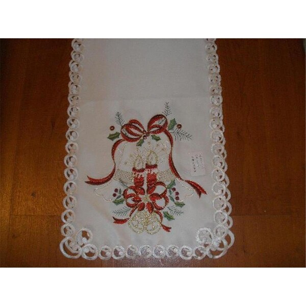 Fastfood MH09123-1472 14 x 72 in. Embroidered Christmas Candles Cutwork Table Runner - FA2570270