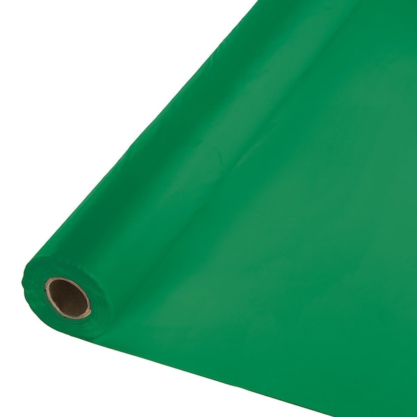 Touch Of Color 100' x 40" Emerald Green Plastic Banquet Roll - 013006