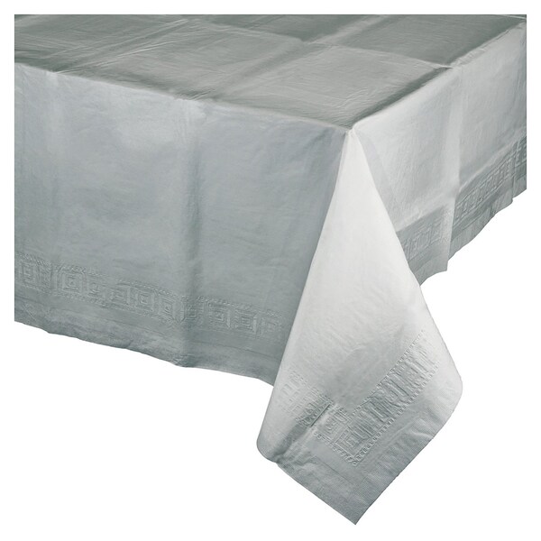 Touch Of Color Shimmering Silver Paper Tablecloth, 108"x54", 6PK - 713281