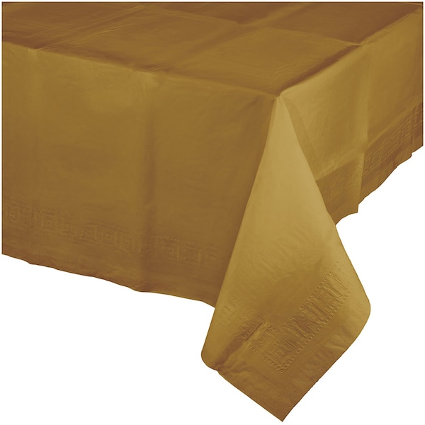 Touch Of Color Glittering Gold Paper Tablecloth, 108"x54", 6PK - 713276