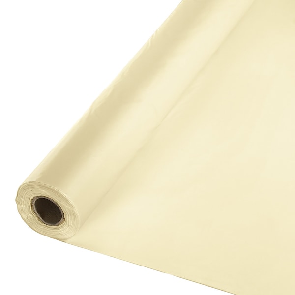 Touch Of Color 100' x 40" Ivory Plastic Banquet Roll - 013011