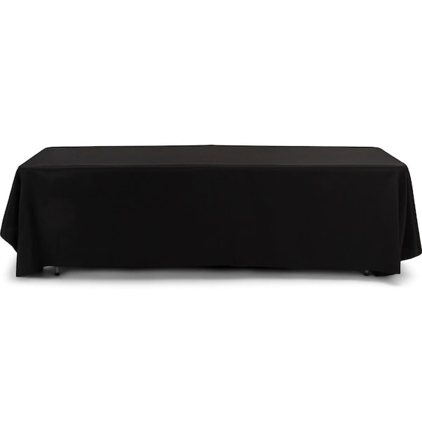 Atlas Commercial Products 90" x 132" Polyester Tablecloth, Black - PY-90X132-03