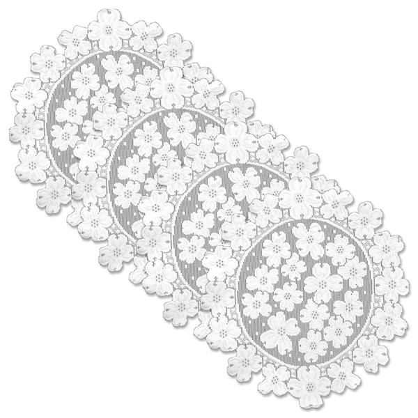 Heritage Lace 14 in. Dogwood Round Doily - White - Set of 4 - DW-1400W-S