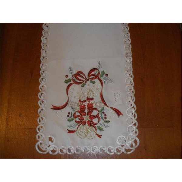 Fastfood MH09123-1454 14 x 54 in. Embroidered Christmas Candles Cutwork Table Runner - FA2570269