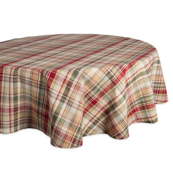 Design Imports 70 in. Round Give Thanks Cabin Plaid Tablecloth - CAMZ37778