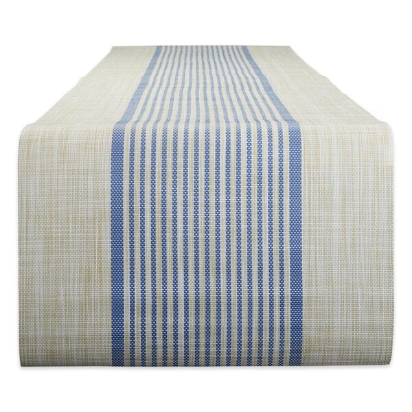 Fastfood 14 x 72 in. French Blue Middle Stripe Pvc Woven Table Runner - FA2567955