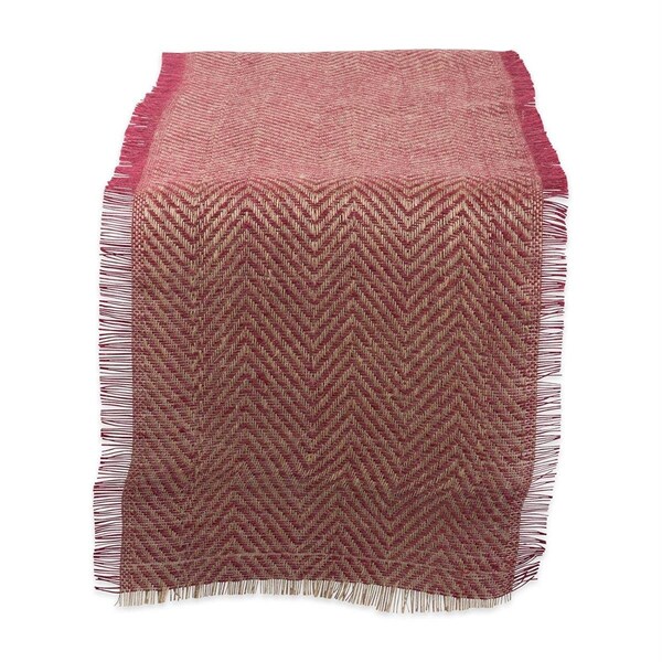 Design Imports 14 x 108 in. Chevron Burlap Table Runner - Barn Red - CAMZ10554