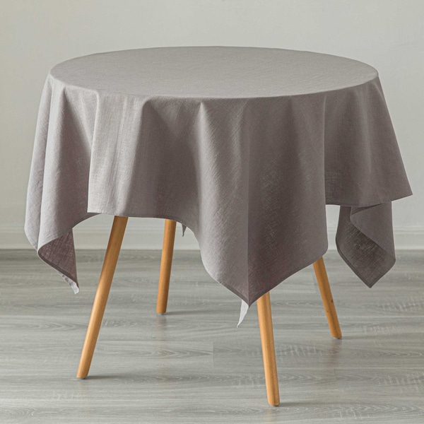 Deerlux 100% Pure Linen Washable Tablecloth Solid Color, 52 x 78 Rectangle Gray - QI003989.5278.GY