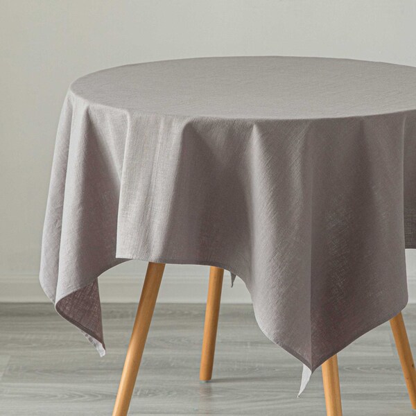 Deerlux 100% Pure Linen Washable Tablecloth Solid Color, 52 x 78 Rectangle Gray - QI003989.5278.GY