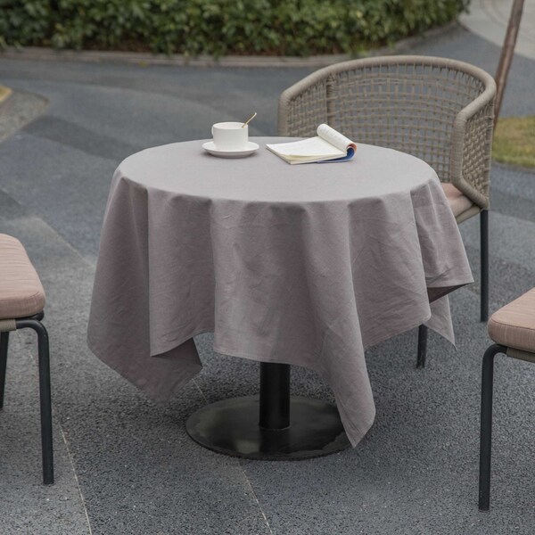 Deerlux 100% Pure Linen Washable Tablecloth Solid Color, 52 x 78 Rectangle Gray - QI003989.5278.GY