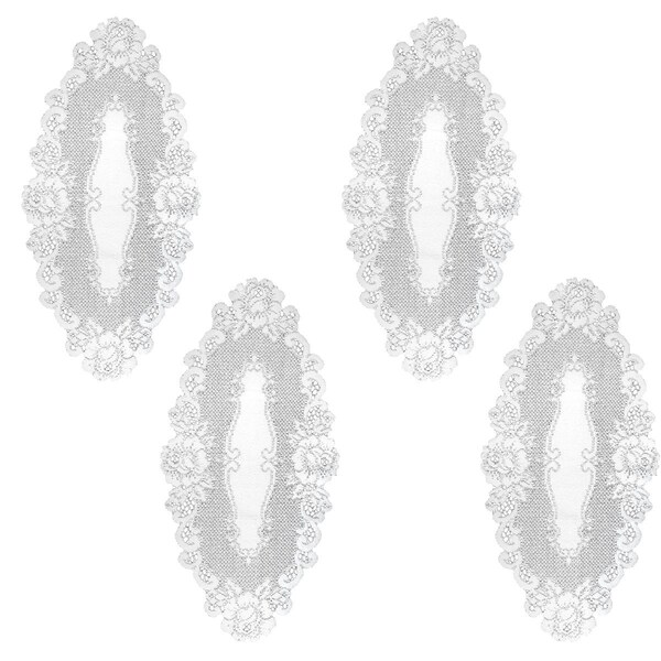 Heritage Lace 12 x 24 in. Vintage Rose Doilies, White - Set of 4 - VT-1224W-S