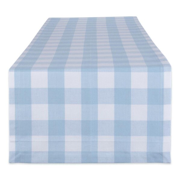 Design Imports 14 x 72 in. Light Blue Buffalo Check Table Runner - CAMZ11569