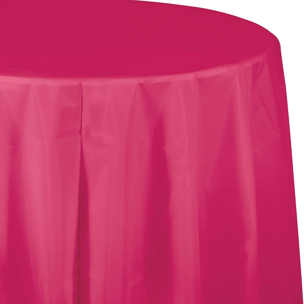 Touch Of Color Classic Pink Round Plastic Tablecloth, 82", 12PK - 703274