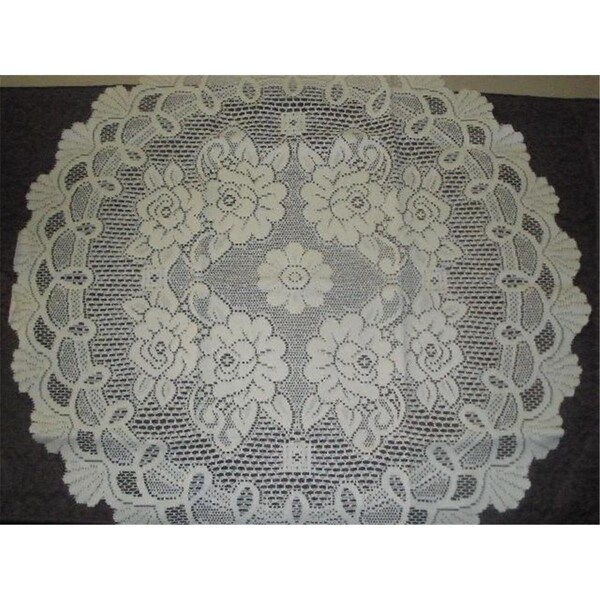 Fastfood 36 in. European Lace Table Topper, White - FA2570143
