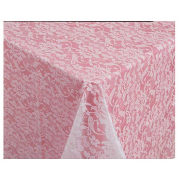 Omg 013061 54 x 108 in. Design On Clear Lace Look Table Cover, White - OM697371