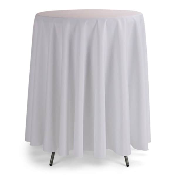 Atlas Commercial Products 108" Round Polyester Tablecloth, White - PY-108R-01