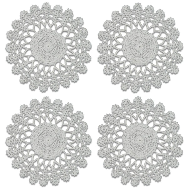 Heritage Lace 8 in. Crochet Envy Lacy Round Doily - White - Set of 4 - CEL-0800W-S