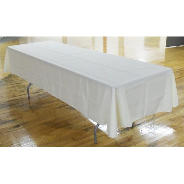 Atlas Commercial Products 90" x 132" Polyester Tablecloth, Ivory - PY-90X132-02