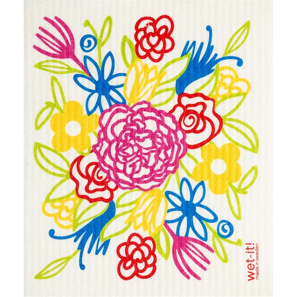 Wet-It! Cellulose & Cotton Floral Bouquet Dish Cloth; Multi Color - 6004962