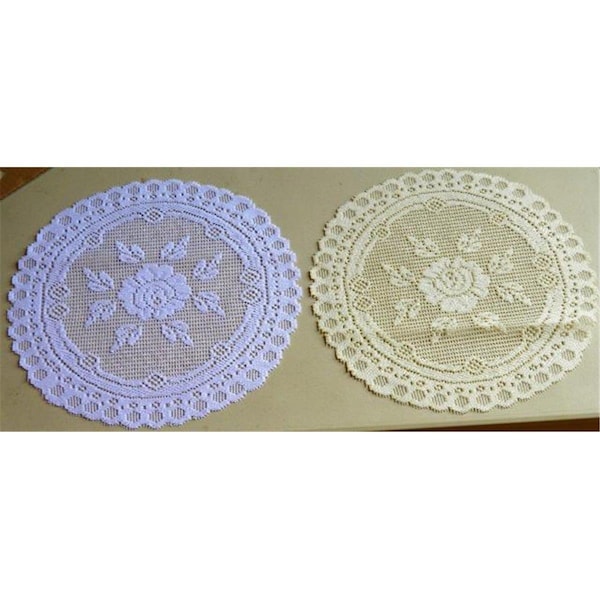 Fastfood 12 in. European Lace Doily, Ivory - FA2222439