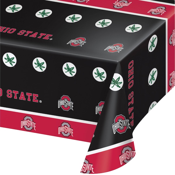 Ncaa 54" x 108" Ohio State University Plastic Tablecloth PK12, 12PK - 318563