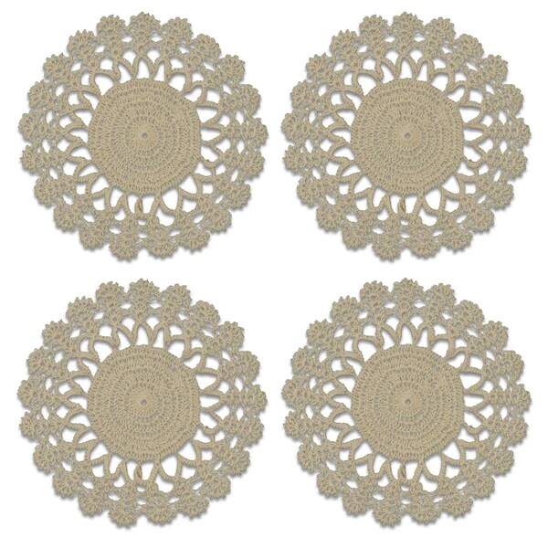 Heritage Lace 8 in. Crochet Envy Lacy Round Doily - Natural - Set of 4 - CEL-0800NA-S