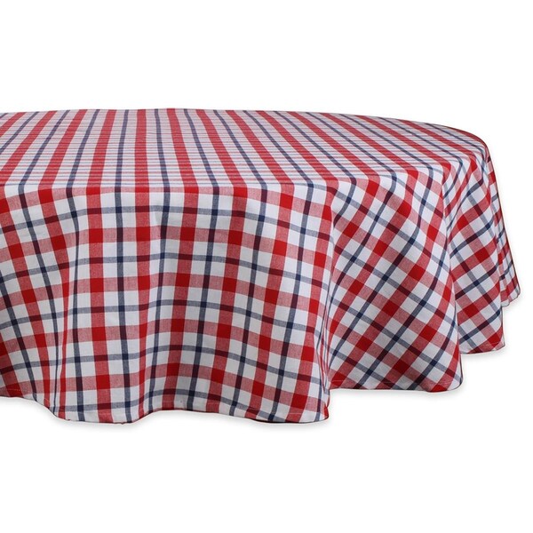 Fastfood 70 in. Round American Plaid Tablecloth - FA2567906