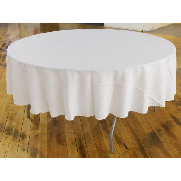 Atlas Commercial Products 90" Round Polyester Tablecloth, Ivory - PY-90R-02