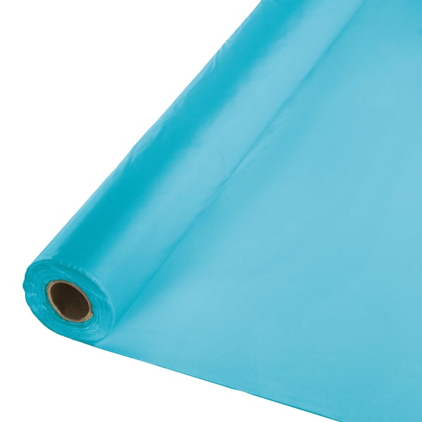 Touch Of Color 100' x 40" Bermuda Blue Plastic Banquet Roll - 011193
