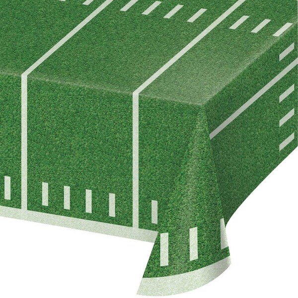 Creative Converting Football Field Plastic Tablecloth, 108"x54", 6PK - 346634