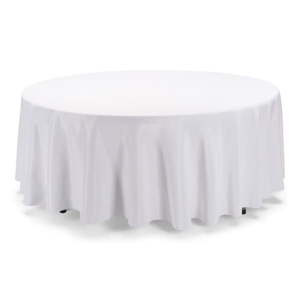 Atlas Commercial Products 120" Round Polyester Tablecloth, White - PY-120R-01