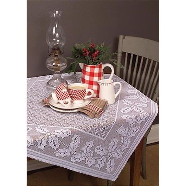 Heritage Lace Heritage Lace HV-3636W 36 x 36 in. Holly Vine Table Topper - HV-3636W