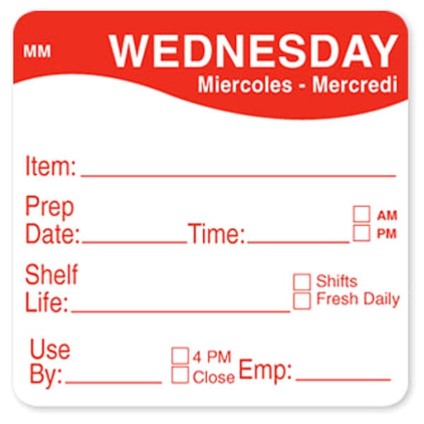 Daymark Food Safety Label, Green/White, 2 in H - IT120156-5-FRI