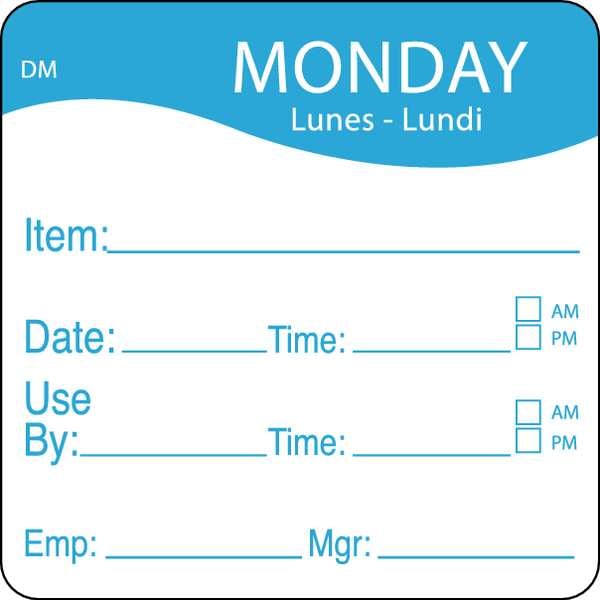 Daymark Day Label, Monday, 2-5/9 In. W, PK250 - 1100531