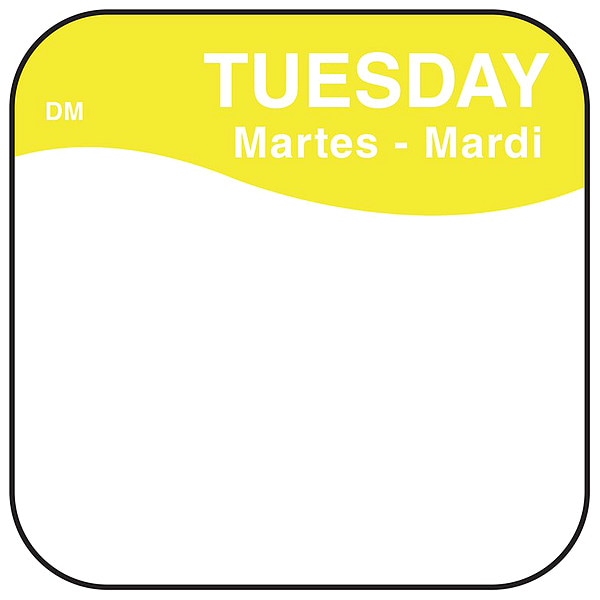 Daymark Food Safety Label, Yellow/White, 3/4 in H - IT110037-2-TUE