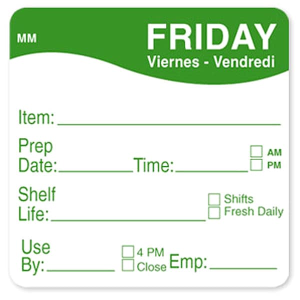 Daymark Food Safety Label, Blue/White, 2 in H - IT120156-1-MON