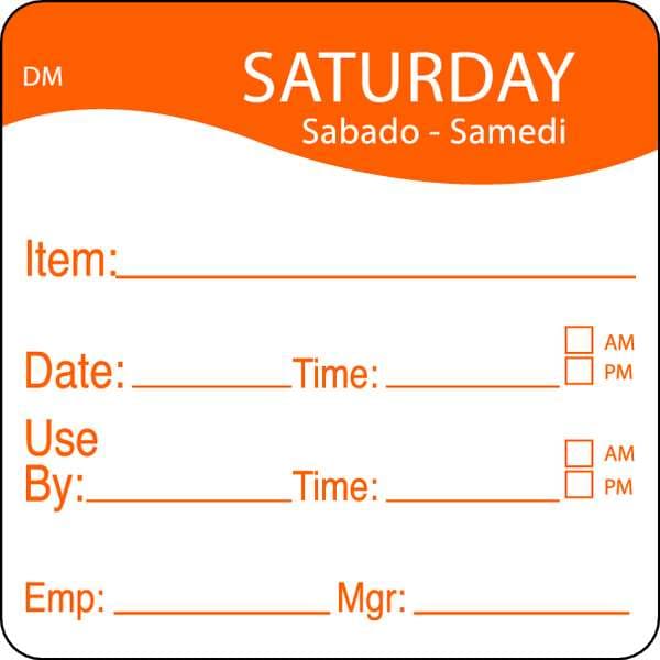 Daymark Day Label, Saturday, 4-1/2 In. W, PK250 - 1100536