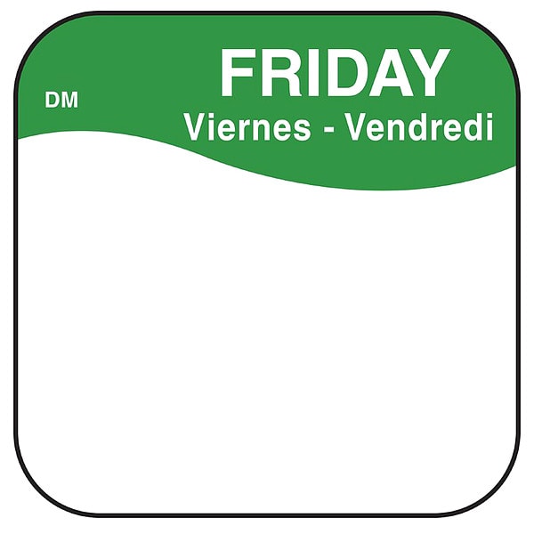 Daymark Food Safety Label, Green/White, 3/4 in H - IT110037-5-FRI