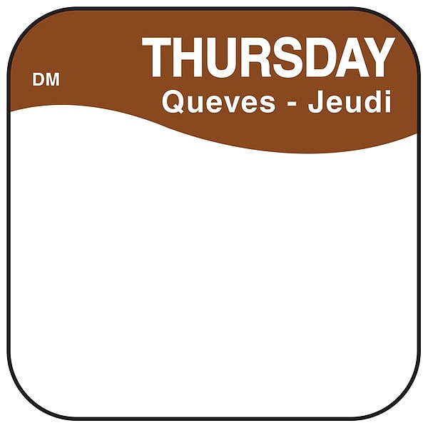 Daymark Food Safety Label, Brown/White, 3/4 in H - IT110037-4-THU