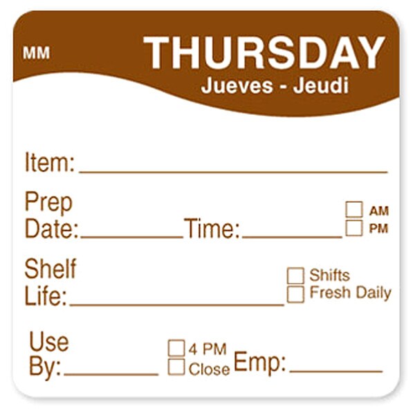 Daymark Food Safety Label, Black/White, 2 in H - IT120156-7-SUN