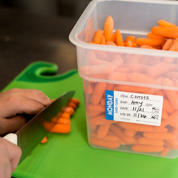 National Checking 2X3 Trilingual Item-Date-Use By Removable Monday Blue, PK500 - RIDU2301R