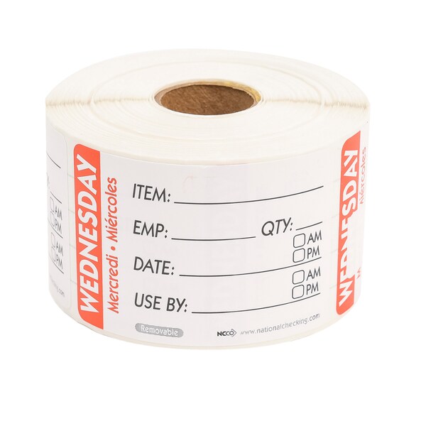 National Checking National Checking 2X3 Trilingual Item-Date-Use By Wednesday Red, PK500 - RIDU2303R