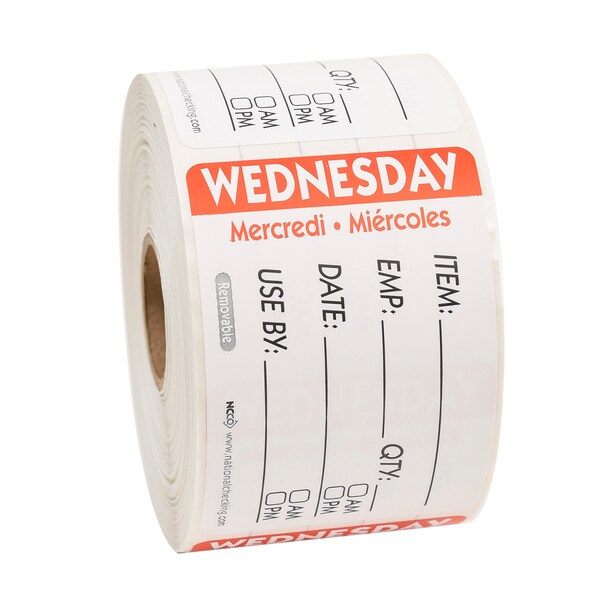 National Checking National Checking 2X3 Trilingual Item-Date-Use By Wednesday Red, PK500 - RIDU2303R